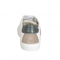 Scarpa stringata da uomo con plantare estraibile in pelle bianca, verde, rossa e camoscio taupe - Misure disponibili: 36, 38, 47, 49