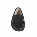 Men's car shoe with removable insole in black leather - Available sizes:  36, 37, 38, 47, 48, 49, 50, 51, 52, 53, 54