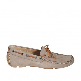 Mocassin à lacets et semelle amovible pour hommes en daim beige - Pointures disponibles:  49, 50, 53