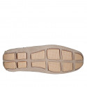 Men's car shoe with laces and removable insole in beige suede - Available sizes:  47, 48, 49, 50, 53