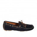 Mocassin à lacets et semelle amovible pour hommes en daim bleu - Pointures disponibles:  36, 48, 49, 50, 53