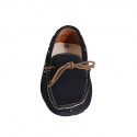Men's car shoe with laces and removable insole in blue suede - Available sizes:  36, 48, 49, 50, 53