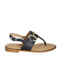 Sandale entredoigt pour femmes avec accessoire en cuir noir talon 2 - Pointures disponibles:  33, 34, 42, 43, 44