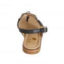 Sandale entredoigt pour femmes avec accessoire en cuir noir talon 2 - Pointures disponibles:  33, 34, 42, 43, 44