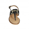 Sandale entredoigt pour femmes avec accessoire en cuir noir talon 2 - Pointures disponibles:  33, 34, 42, 43, 44