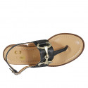 Sandale entredoigt pour femmes avec accessoire en cuir noir talon 2 - Pointures disponibles:  33, 43