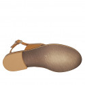 Woman's thong sandal with accessory in cognac brown leather heel 2 - Available sizes:  33, 34, 42, 43, 44