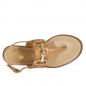 Sandalo infradito da donna con accessorio in pelle color cuoio tacco 2 - Misure disponibili: 33, 34, 42, 43, 44