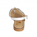 Woman's thong sandal with accessory in white leather heel 2 - Available sizes:  33, 34, 42, 43, 44, 45