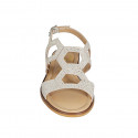 Sandale pour femmes en daim beige imprimé lamé platine talon 2 - Pointures disponibles:  32, 33, 42, 43, 44, 45