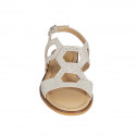 Sandale pour femmes en daim beige imprimé lamé platine talon 2 - Pointures disponibles:  32, 33, 42