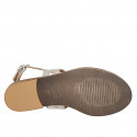 Sandale pour femmes en daim beige imprimé lamé platine talon 2 - Pointures disponibles:  32, 33, 42
