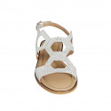 Woman's sandal in silver laminated printed white suede heel 2 - Available sizes:  32, 33, 42, 43, 44, 45