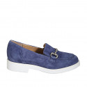 Mocassin pour femmes avec accessoire et semelle amovible en daim bleu talon 3 - Pointures disponibles:  31, 34, 43, 45