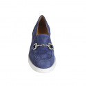 Woman's mocassin with accessory and removable insole in blue suede heel 3 - Available sizes:  31, 34, 43, 45
