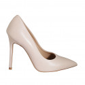 Escarpin à bout pointu pour femmes en cuir rose talon 10 - Pointures disponibles:  33, 43, 45