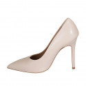 Woman's pointy pump shoe in light pink leather heel 10 - Available sizes:  33, 34, 42, 43, 44, 45, 46