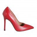 ﻿Escarpin à bout pointu pour femmes en cuir rouge talon 10 - Pointures disponibles:  32, 33, 34, 42, 43, 44, 46