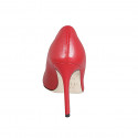 ﻿Woman's pointy pump shoe in red leather heel 10 - Available sizes:  32, 33, 34, 42, 43, 44, 46