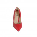 ﻿Woman's pointy pump shoe in red leather heel 10 - Available sizes:  32, 33, 34, 42, 43, 44, 46