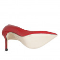 ﻿Escarpin à bout pointu pour femmes en cuir rouge talon 10 - Pointures disponibles:  32, 33, 34, 42, 43, 44, 46