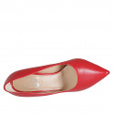 ﻿Escarpin à bout pointu pour femmes en cuir rouge talon 10 - Pointures disponibles:  32, 33, 34, 42, 43, 44, 46