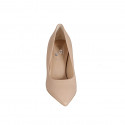 Woman's pointy pump shoe in light beige leather heel 7 - Available sizes:  32, 33, 42, 43, 44