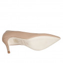 Woman's pointy pump shoe in light beige leather heel 7 - Available sizes:  32, 42, 43, 44