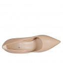 Zapato de salón puntiagudo para mujer en piel beis claro tacon 7 - Tallas disponibles:  32, 33, 42, 43, 44