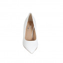 ﻿Woman's pointy pump in white leather heel 7 - Available sizes:  33, 34, 42, 43, 44