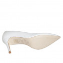 ﻿Zapato de salón puntiagudo para mujer en piel blanca tacon 7 - Tallas disponibles:  33, 34, 42, 43, 44
