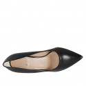 Women's pointy pump shoe in black leather heel 7 - Available sizes:  32, 33, 43, 44, 46