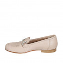 Woman's mocassin with accessory in light pink leather heel 2 - Available sizes:  33, 34, 44, 45