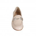 Woman's mocassin with accessory in light pink leather heel 2 - Available sizes:  33, 34, 44, 45