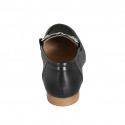 Mocassin avec accessoire pour femmes en cuir noir avec talon 2 - Pointures disponibles:  33, 34, 43, 44, 45