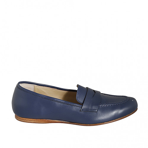 Woman's loafer in blue leather wedge...
