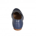 Woman's loafer in blue leather wedge heel 1 - Available sizes:  43, 44
