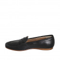 Woman's loafer in black leather wedge heel 1 - Available sizes:  42, 43, 44