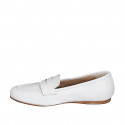 Woman's loafer in white leather wedge heel 1 - Available sizes:  33, 43, 44, 45