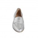 Woman's loafer in silver laminated leather wedge heel 1 - Available sizes:  33, 42, 45