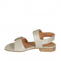 Sandalia para mujer con hebillas ajustables en piel lamé platine tacon 2 - Tallas disponibles:  32, 33, 34, 42, 43, 44, 45, 46