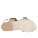 Sandalia para mujer con hebillas ajustables en piel lamé platine tacon 2 - Tallas disponibles:  32, 33, 34, 42, 43, 44, 45, 46
