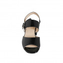 Woman's sandal with elastic and buckle in black patent leather heel 4 - Available sizes:  32, 33, 34, 43, 44, 45