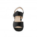 Woman's sandal with elastic and buckle in black patent leather heel 4 - Available sizes:  32, 33