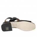 Woman's sandal with elastic and buckle in black patent leather heel 4 - Available sizes:  32, 33