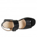 Sandale pour femmes avec boucle et elastique en cuir verni noir talon 4 - Pointures disponibles:  32, 33, 34, 43, 44, 45