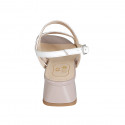Sandalia para mujer en charol rosa grisado y blanco tacon 4 - Tallas disponibles:  33, 43, 44, 45