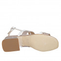 Sandalia para mujer en charol rosa grisado y blanco tacon 4 - Tallas disponibles:  33, 43, 44, 45