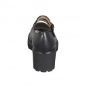 Zapato de salon con cinturones en piel negra tacon 6 - Tallas disponibles:  34, 42