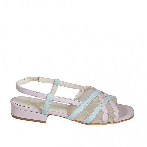 Woman's sandal in rose and light blue...
